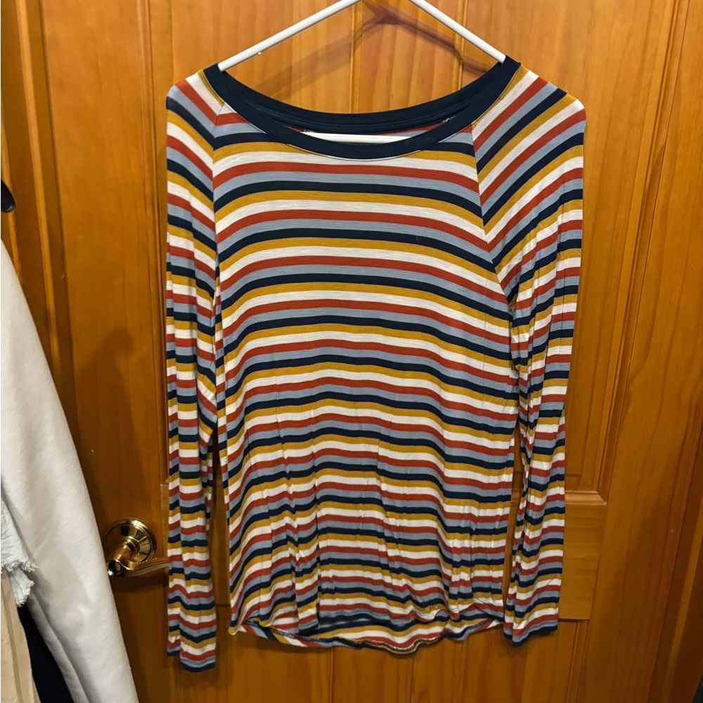 Time and Tru Multicolor Striped Long Sleeve Top
